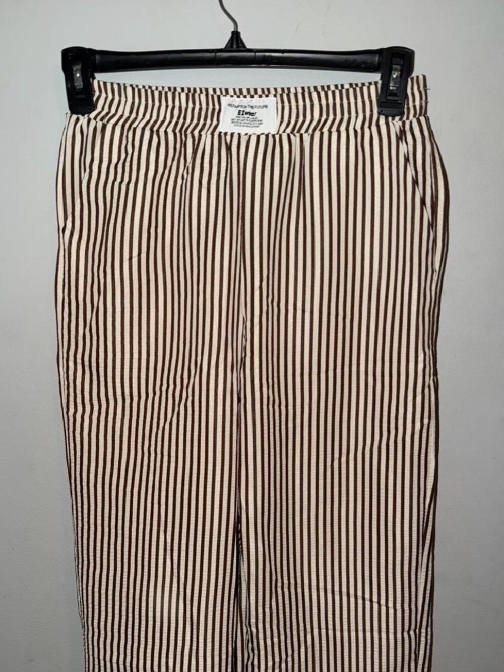 SHEIN Brown and Cream Striped Elastic Waist Pants